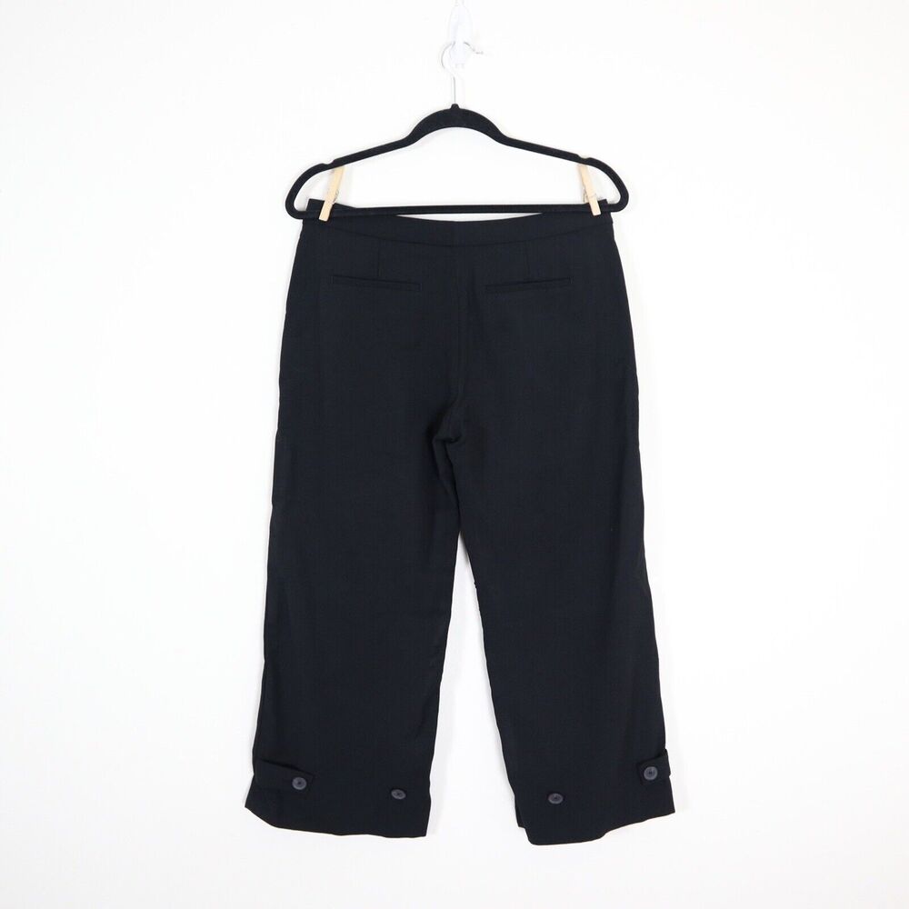 Vince Size 6 Wide Leg Tailored Culottes Button Tab Cuff Black - Picture 8 of 11